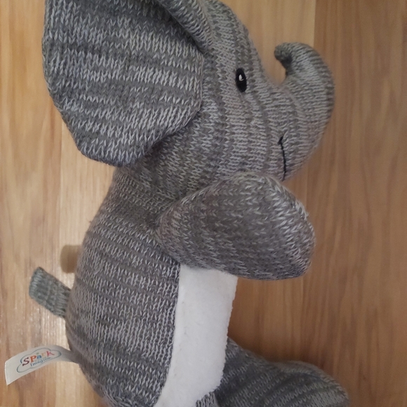 Spark Walmart Imagine Plush Elephant Rattle Knit Gray White Lovey Sewn Eyes 14” - Picture 10 of 11